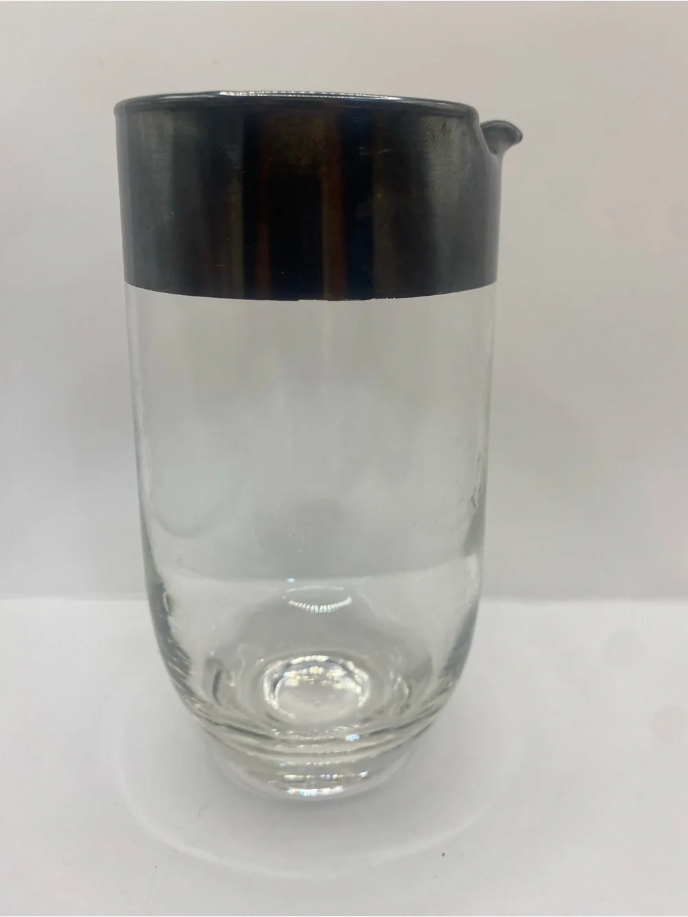 Vintage Dorothy Thorpe Silver Crystal Cocktail Pitcher & Roly Poly Glass
